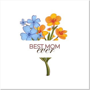 The Best Mom Ever Vintage Flower Design Posters and Art